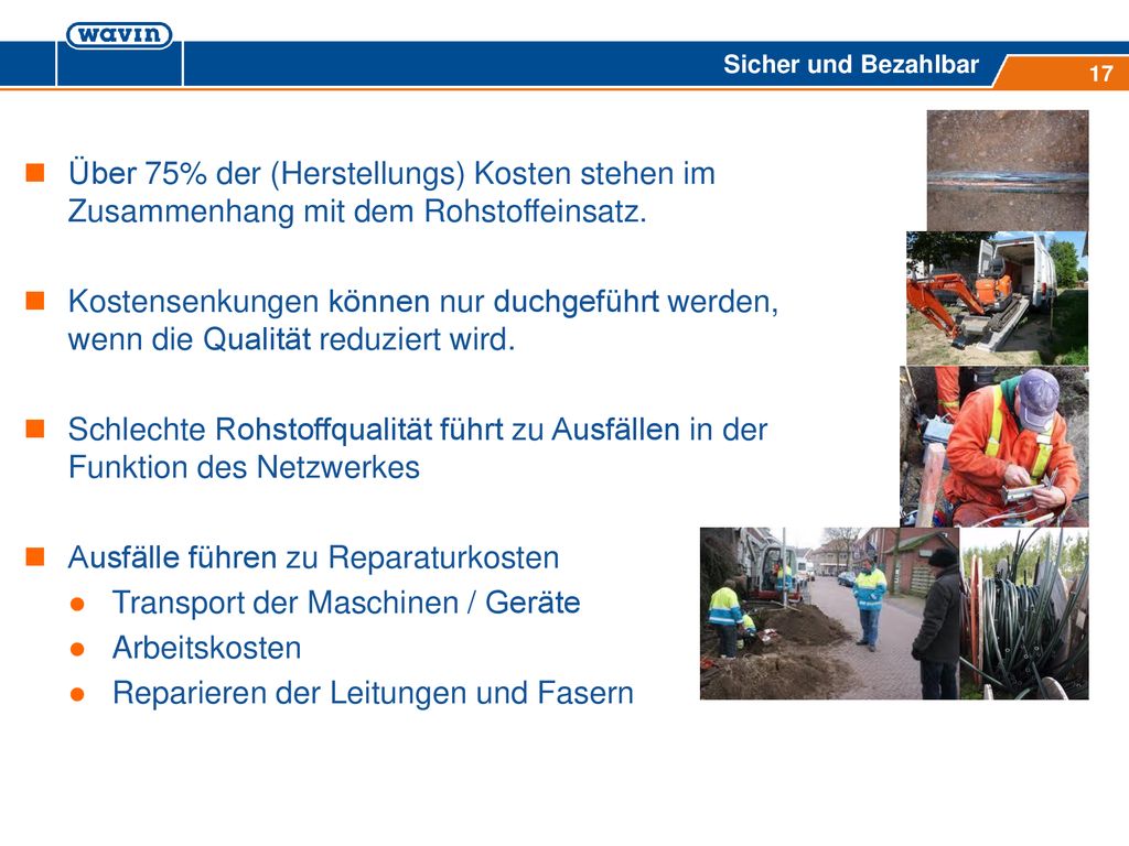Ausfälle führen zu Reparaturkosten Transport der Maschinen / Geräte