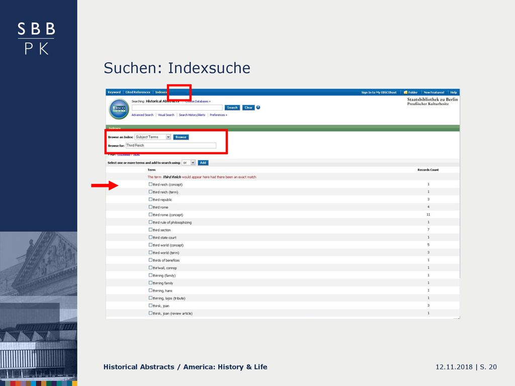 Suchen: Indexsuche Historical Abstracts / America: History & Life
