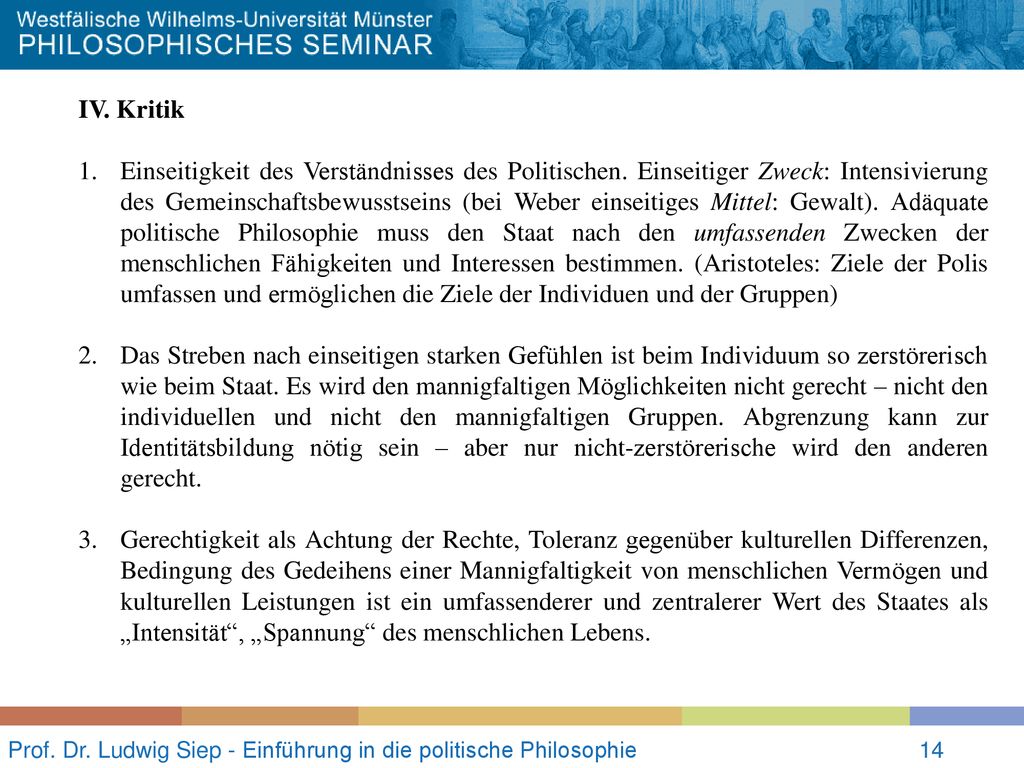 Prof. Dr. Ludwig Siep - Einführung in die politische Philosophie
