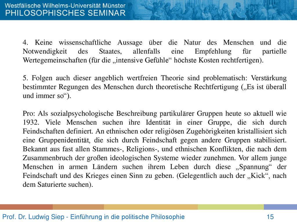 Prof. Dr. Ludwig Siep - Einführung in die politische Philosophie