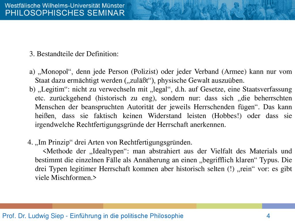 Prof. Dr. Ludwig Siep - Einführung in die politische Philosophie