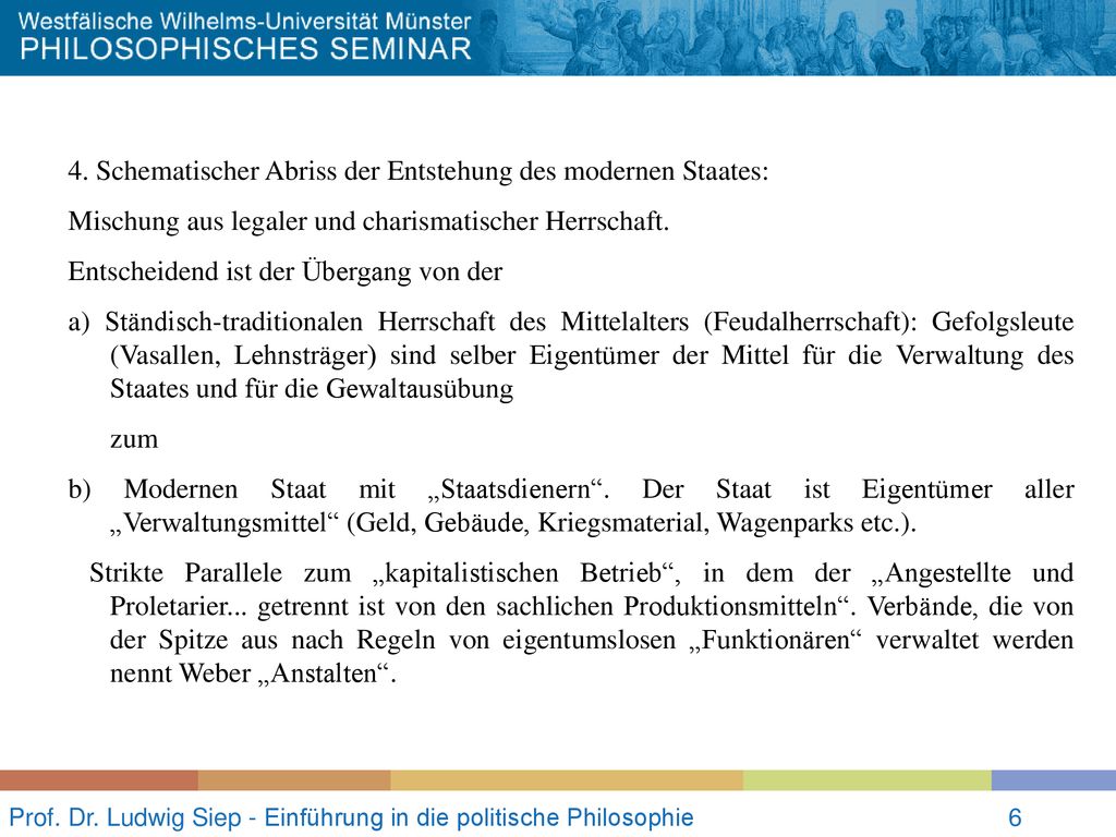 Prof. Dr. Ludwig Siep - Einführung in die politische Philosophie