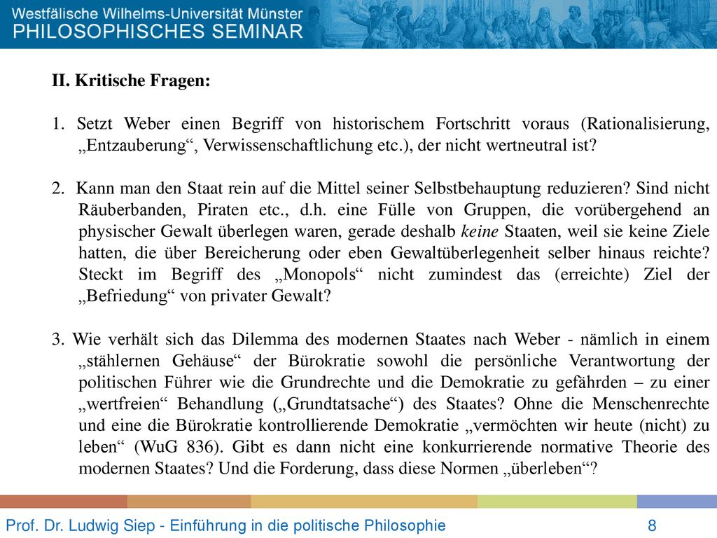 Prof. Dr. Ludwig Siep - Einführung in die politische Philosophie