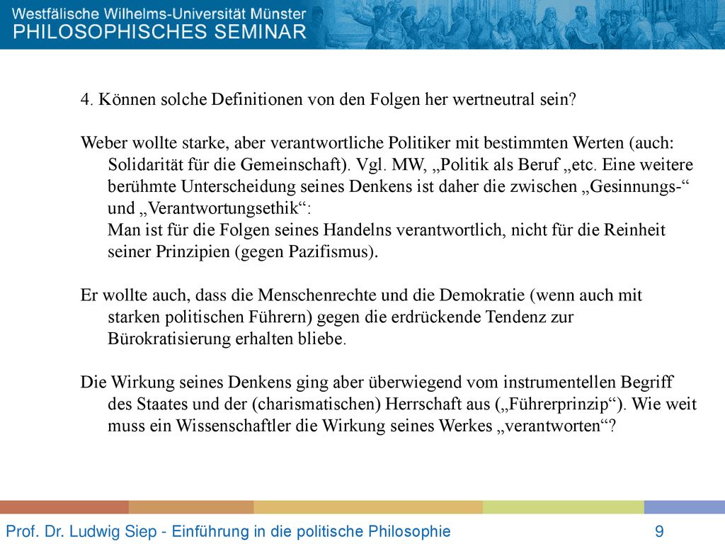 Prof. Dr. Ludwig Siep - Einführung in die politische Philosophie