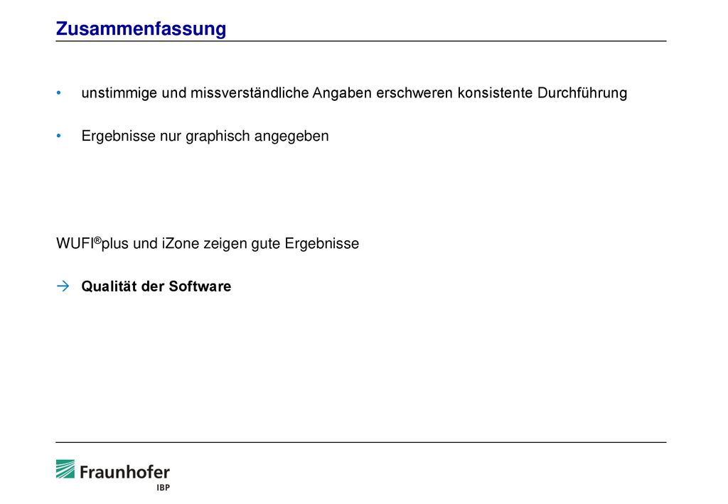 Zusammenfassung unstimmige und missverständliche Angaben erschweren konsistente Durchführung. Ergebnisse nur graphisch angegeben.