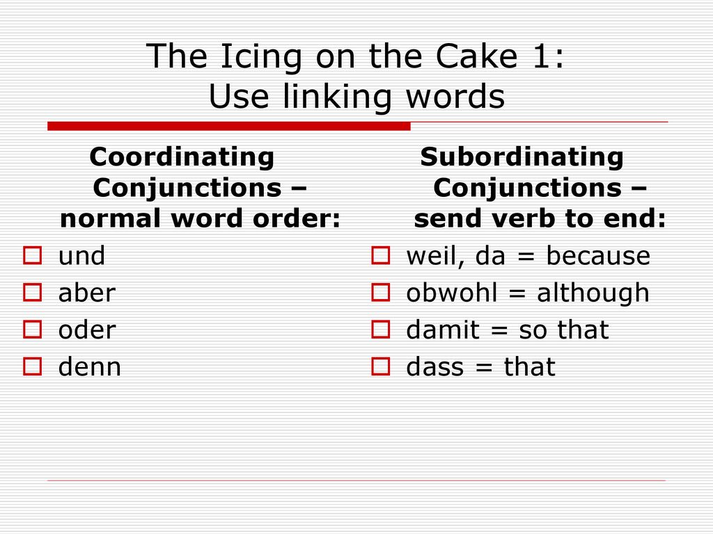 The Icing on the Cake 1: Use linking words