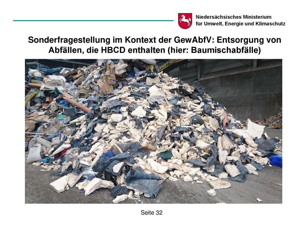 Sonderfragestellung im Kontext der GewAbfV: Entsorgung von Abfällen, die HBCD enthalten (hier: Baumischabfälle)