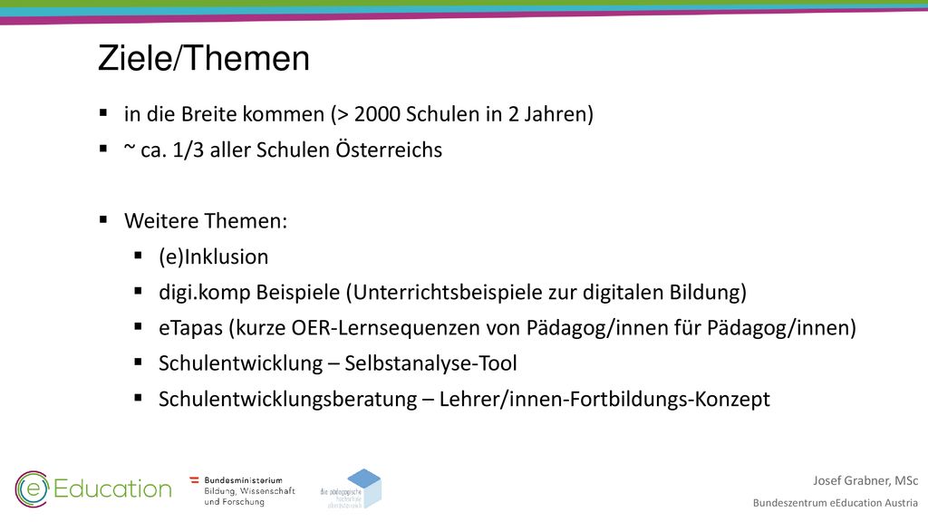 Ziele/Themen in die Breite kommen (> 2000 Schulen in 2 Jahren)
