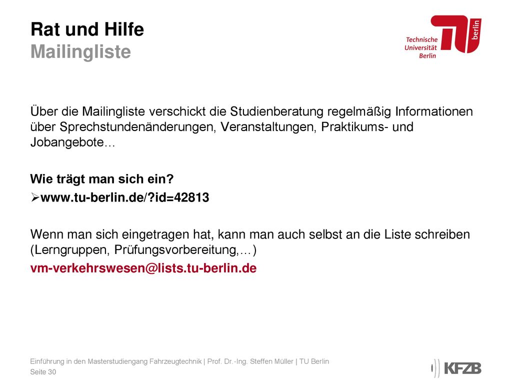 Rat und Hilfe Mailingliste
