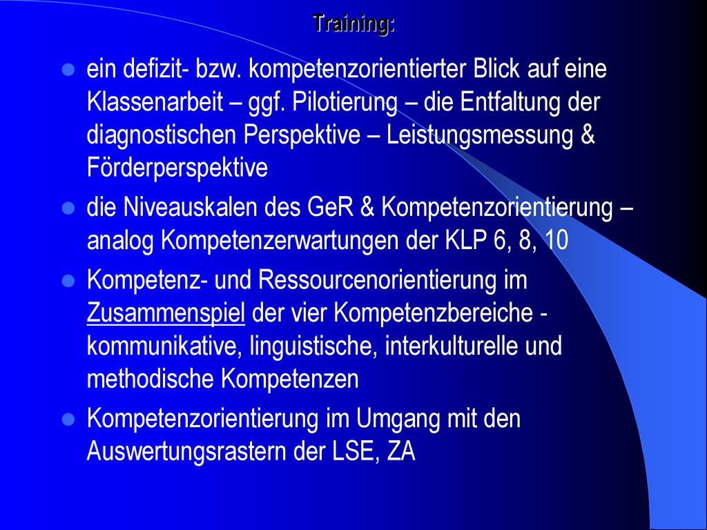 Kompetenzorientierung im Umgang mit den Auswertungsrastern der LSE, ZA