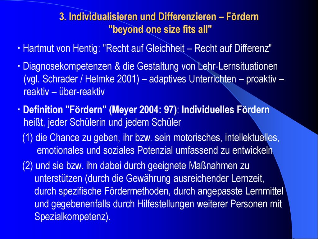 3. Individualisieren und Differenzieren – Fördern beyond one size fits all