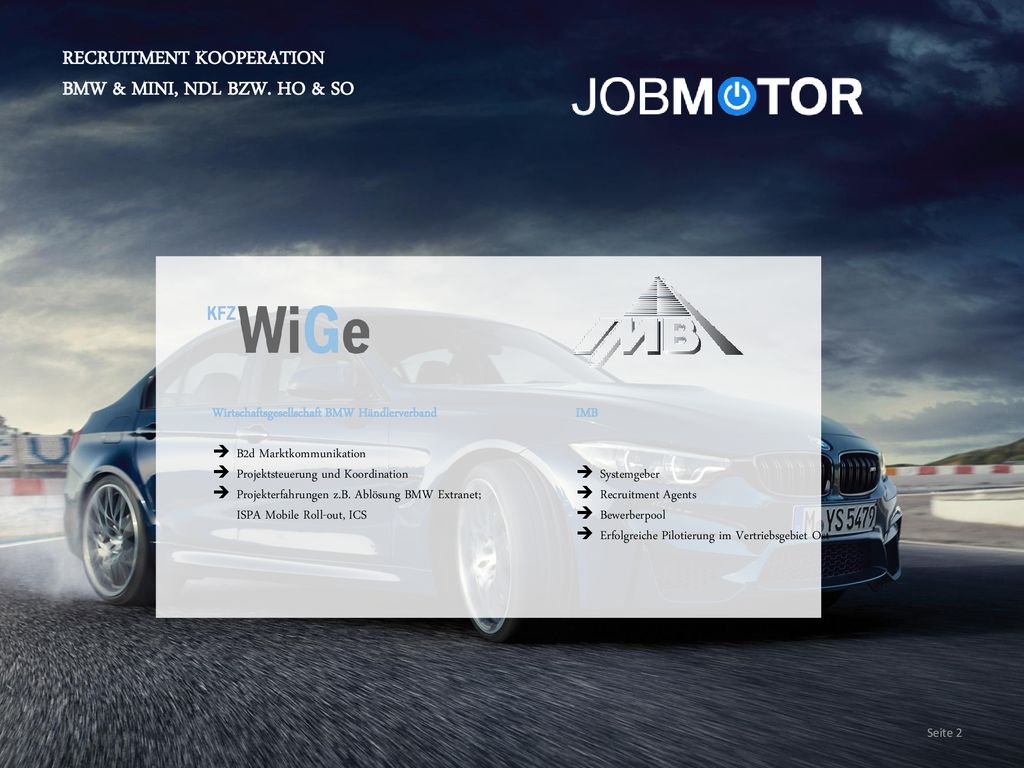 RECRUITMENT KOOPERATION BMW & MINI, NDL bzw. HO & SO