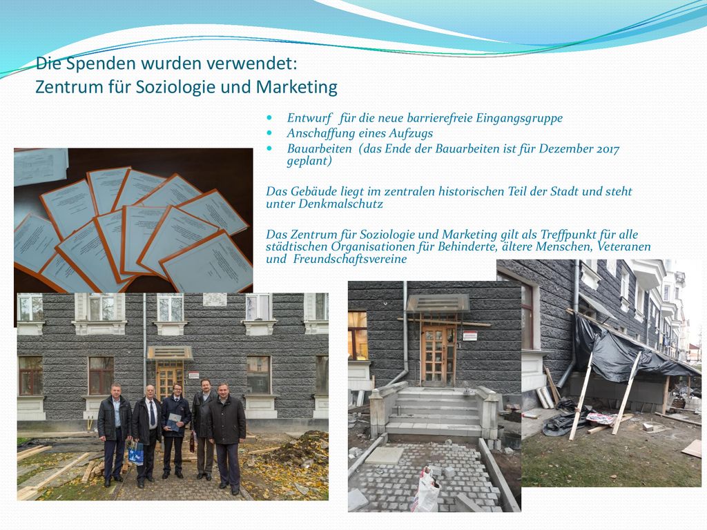 Die Spenden wurden verwendet: Zentrum für Soziologie und Marketing