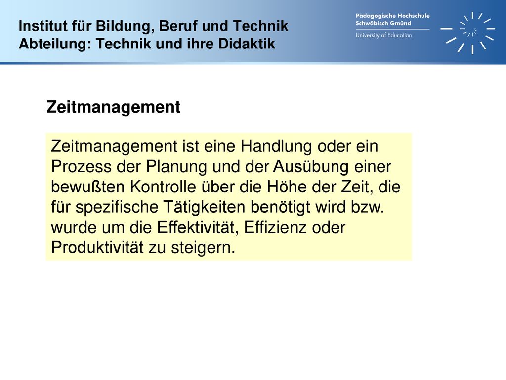 Institut für Bildung, Beruf und Technik Abteilung: Technik und ihre Didaktik