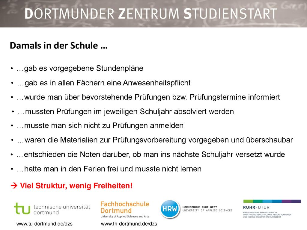 Damals in der Schule … …gab es vorgegebene Stundenpläne