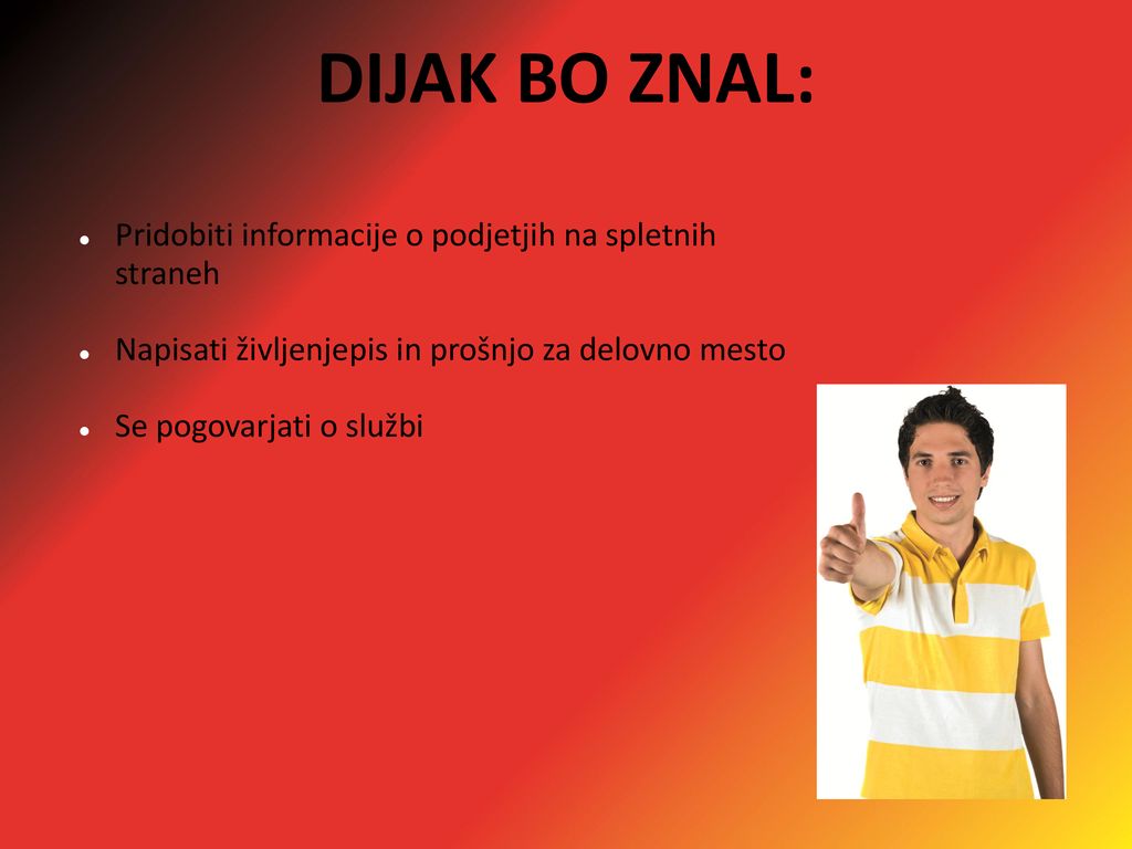 DIJAK BO ZNAL: Pridobiti informacije o podjetjih na spletnih straneh