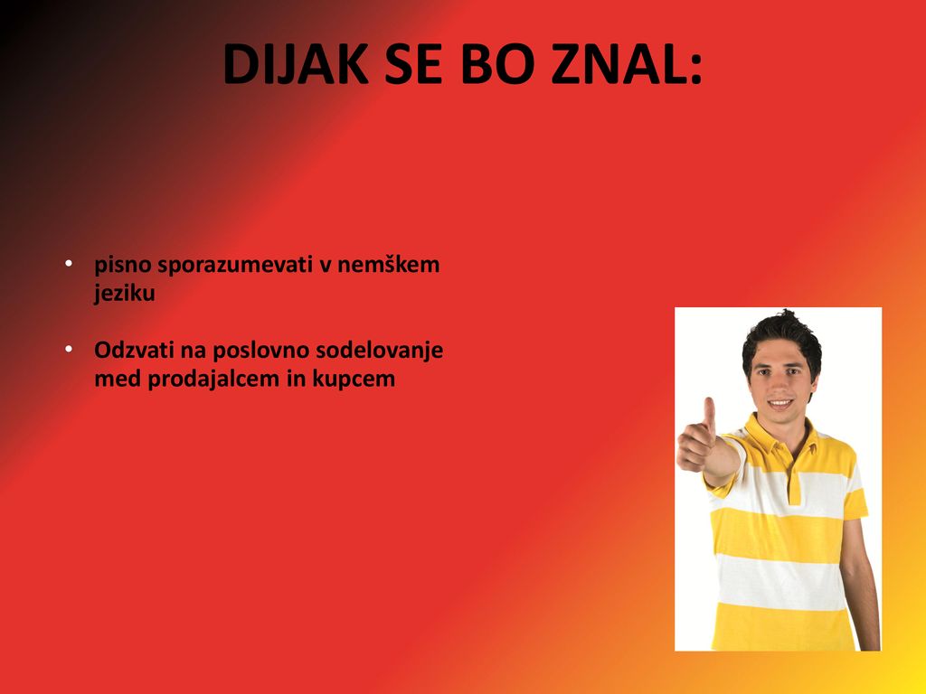 DIJAK SE BO ZNAL: pisno sporazumevati v nemškem jeziku