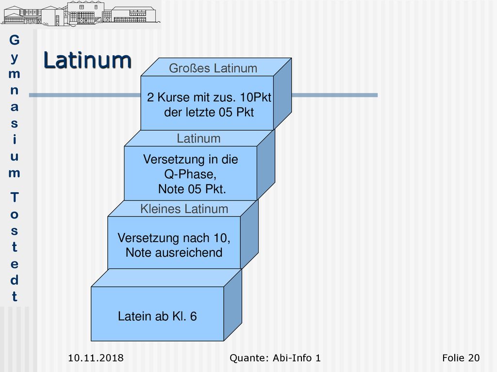 Latinum Großes Latinum 2 Kurse mit zus. 10Pkt der letzte 05 Pkt