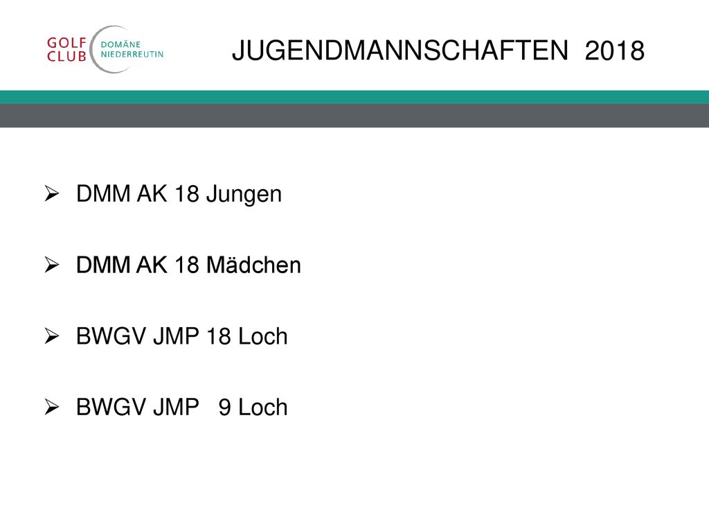 Jugendmannschaften 2018 DMM AK 18 Jungen DMM AK 18 Mädchen