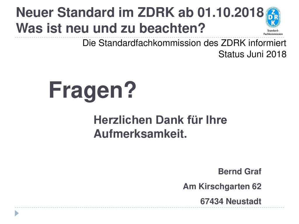Neuer Standard im ZDRK ab Was ist neu und zu beachten