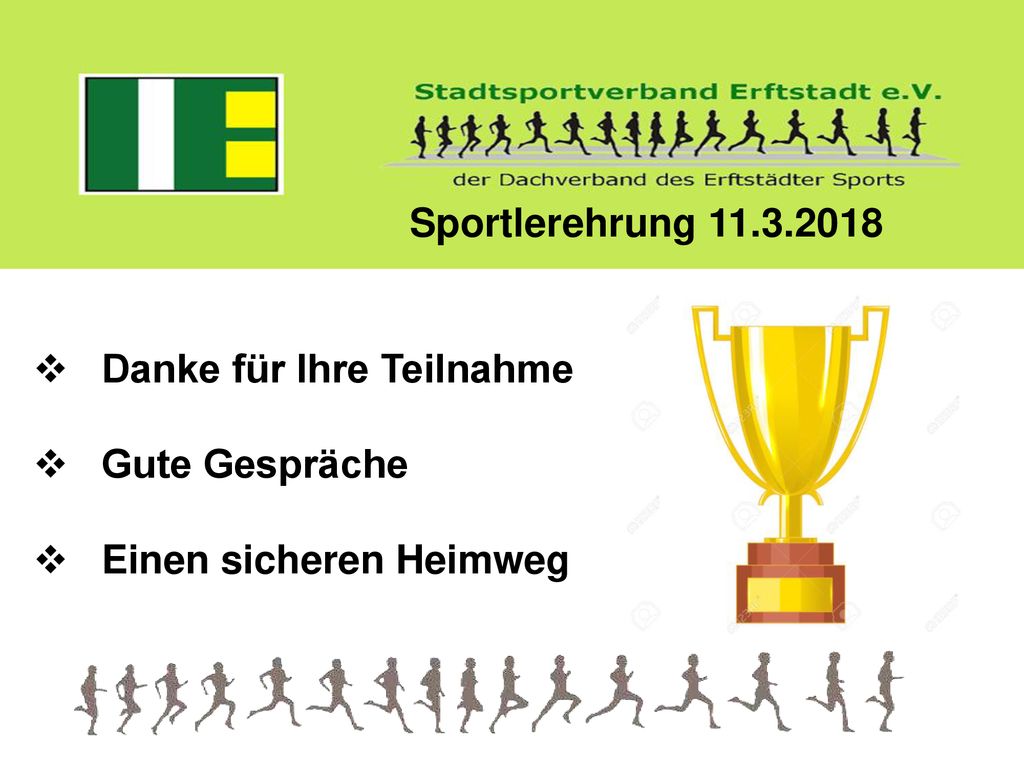 Sportlerehrung Danke für Ihre Teilnahme Gute Gespräche Einen sicheren Heimweg