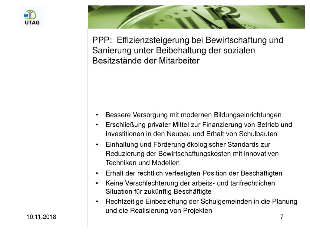 PPP: Effizienzsteigerung bei Bewirtschaftung und Sanierung unter Beibehaltung der sozialen Besitzstände der Mitarbeiter