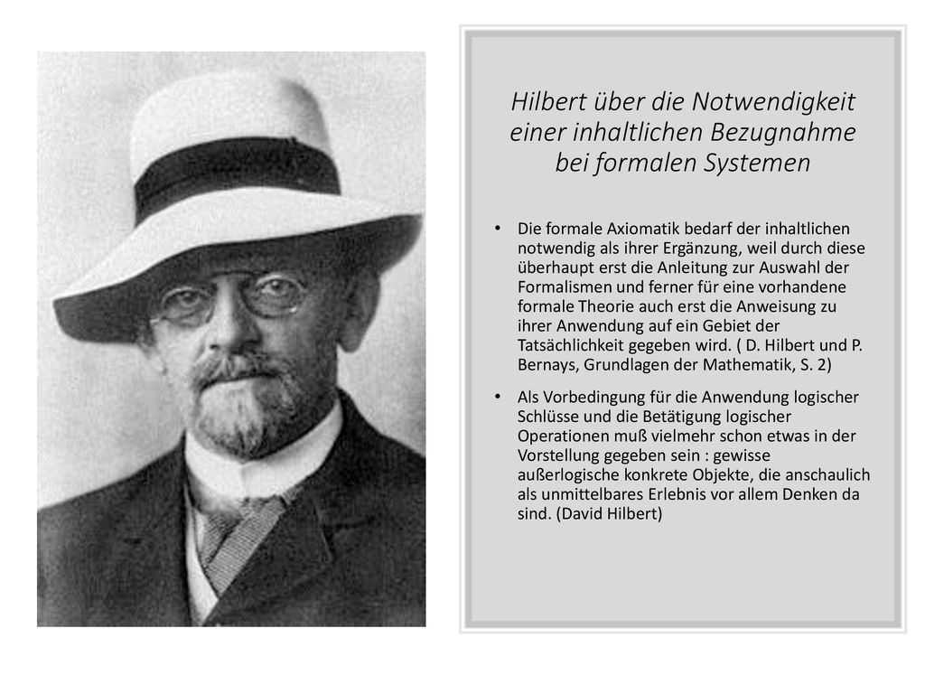 Hilbert über die Notwendigkeit einer inhaltlichen Bezugnahme bei formalen Systemen