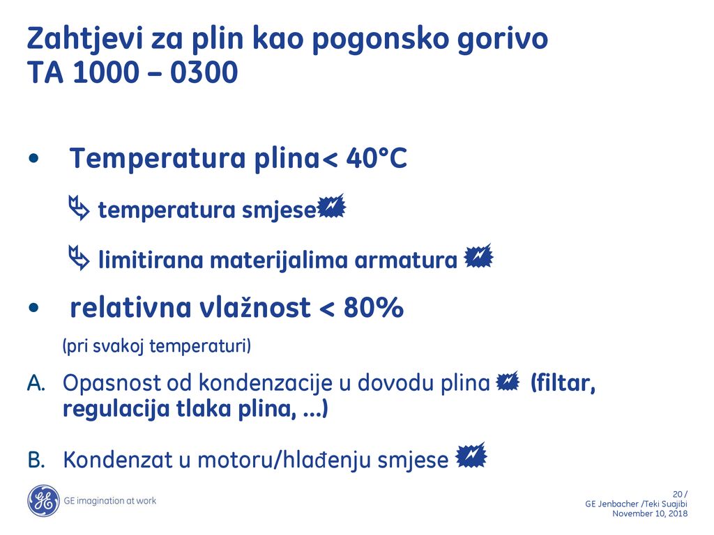 Zahtjevi za plin kao pogonsko gorivo TA 1000 – 0300