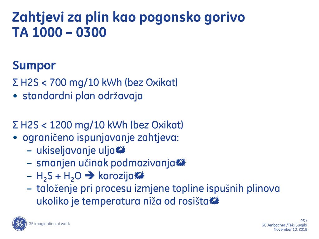 Zahtjevi za plin kao pogonsko gorivo TA 1000 – 0300