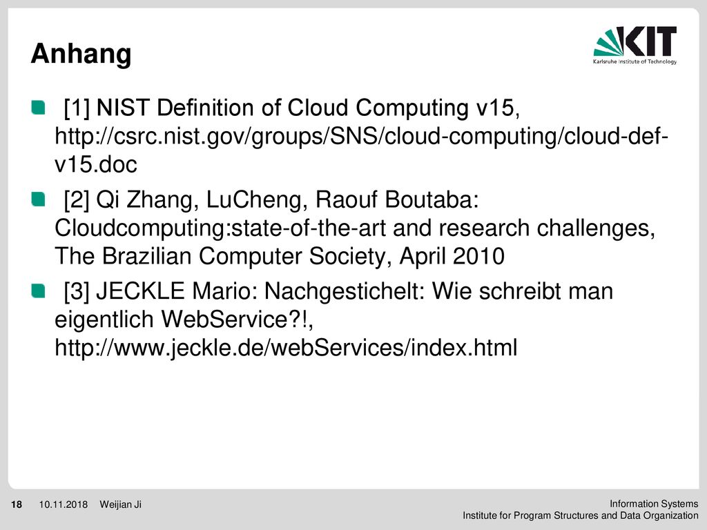 Anhang [1] NIST Deﬁnition of Cloud Computing v15,   v15.doc.