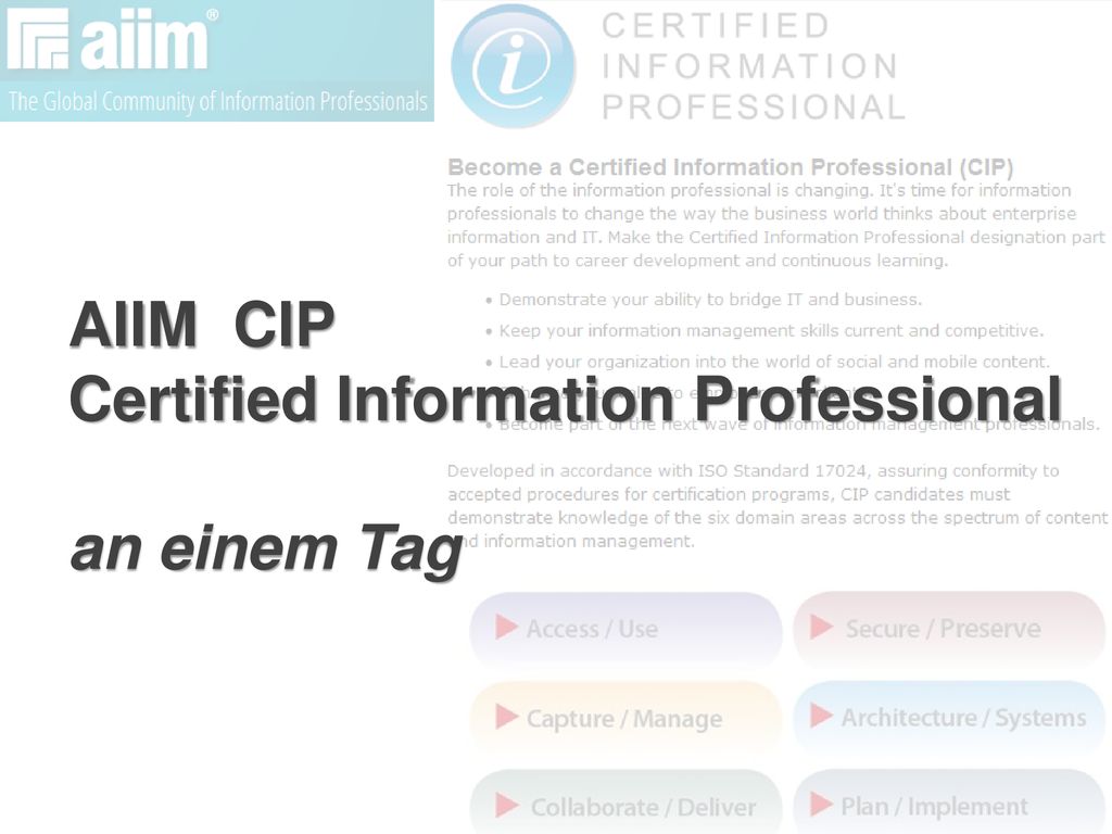AIIM CIP Certified Information Professional an einem Tag
