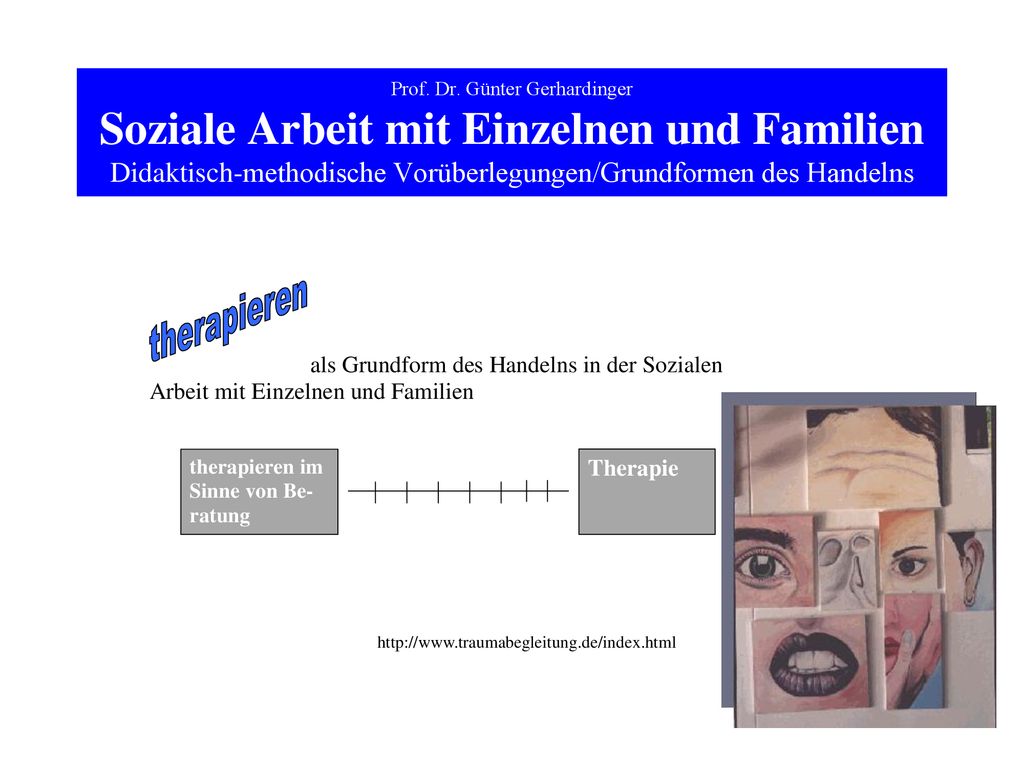 Prof. Dr. Günter Gerhardinger Soziale Arbeit mit Einzelnen und Familien Didaktisch-methodische Vorüberlegungen/Grundformen des Handelns