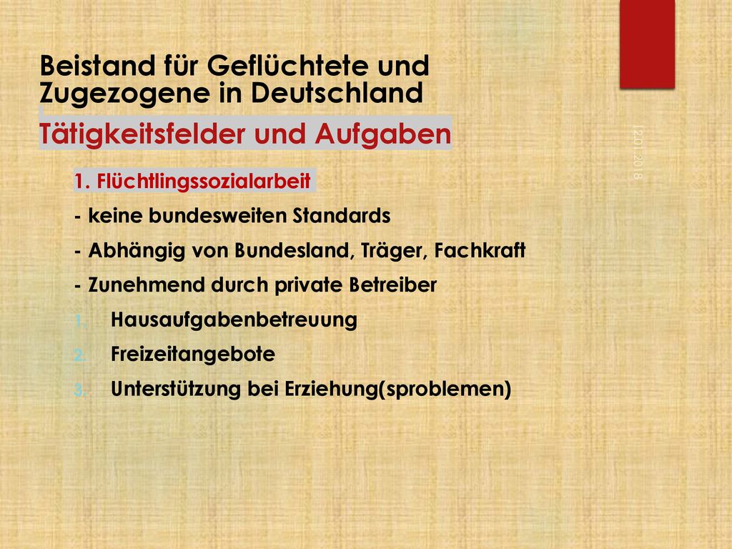 Beistand für Geflüchtete und Zugezogene in Deutschland Tätigkeitsfelder und Aufgaben
