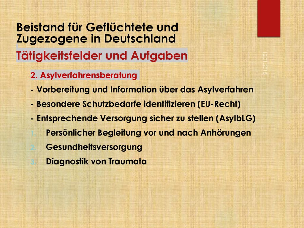 Beistand für Geflüchtete und Zugezogene in Deutschland Tätigkeitsfelder und Aufgaben