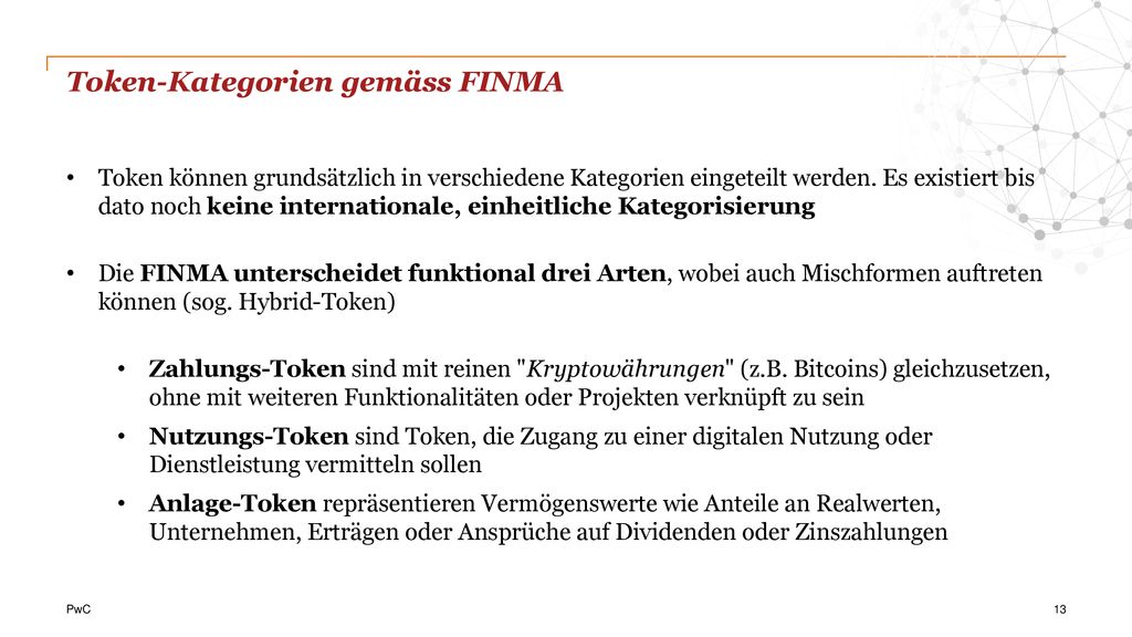 Token-Kategorien gemäss FINMA
