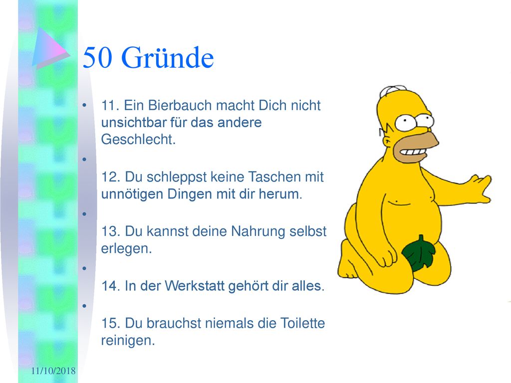 50 Gründe 11. Ein Bierbauch macht Dich nicht unsichtbar für das andere Geschlecht.