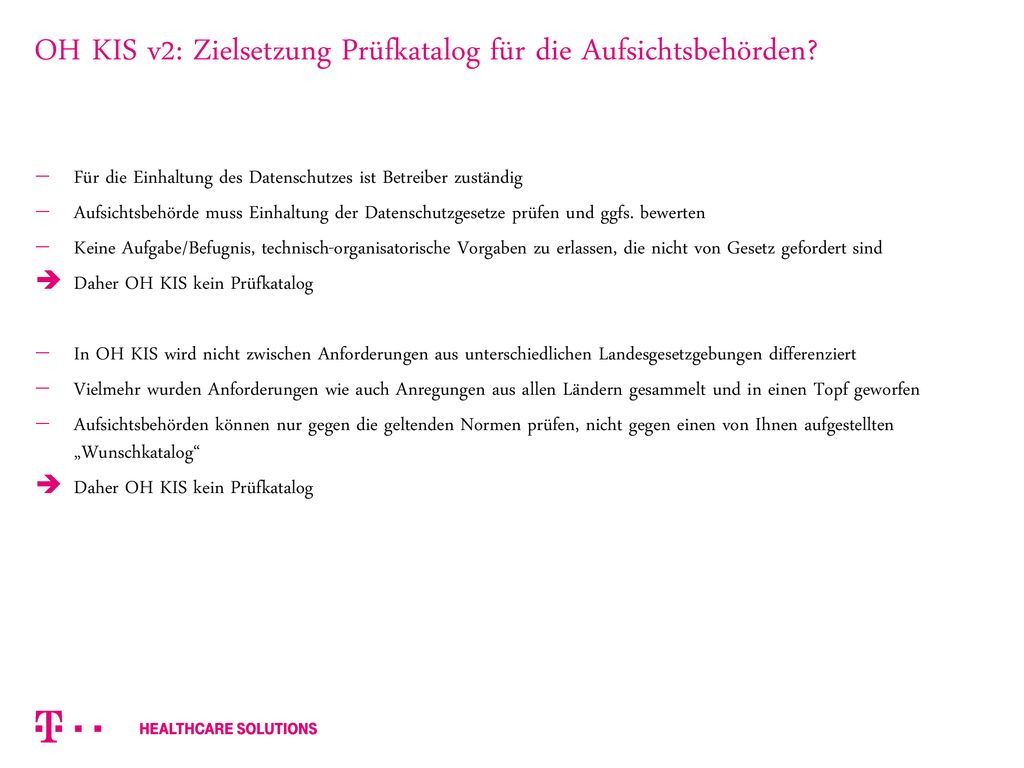 OH KIS v2: Zielsetzung Prüfkatalog für die Aufsichtsbehörden