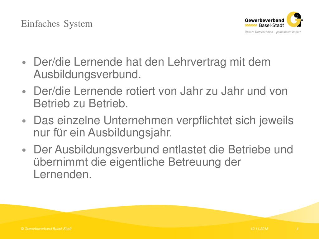 Einfaches System Der/die Lernende hat den Lehrvertrag mit dem Ausbildungsverbund.