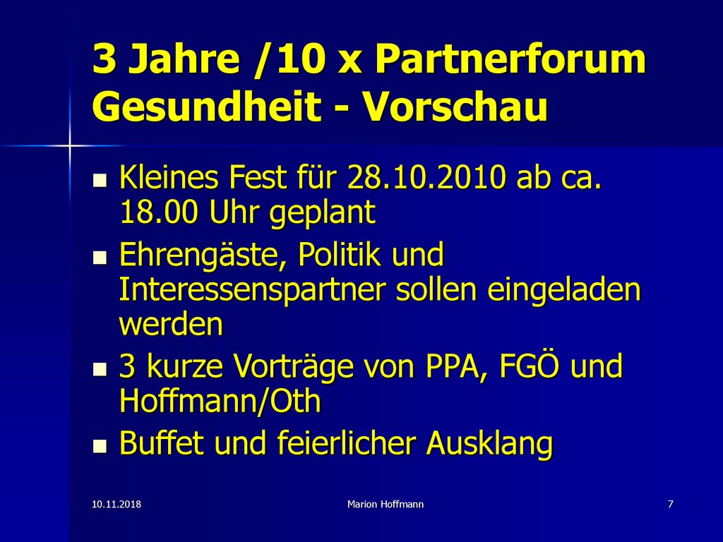 3 Jahre /10 x Partnerforum Gesundheit - Vorschau
