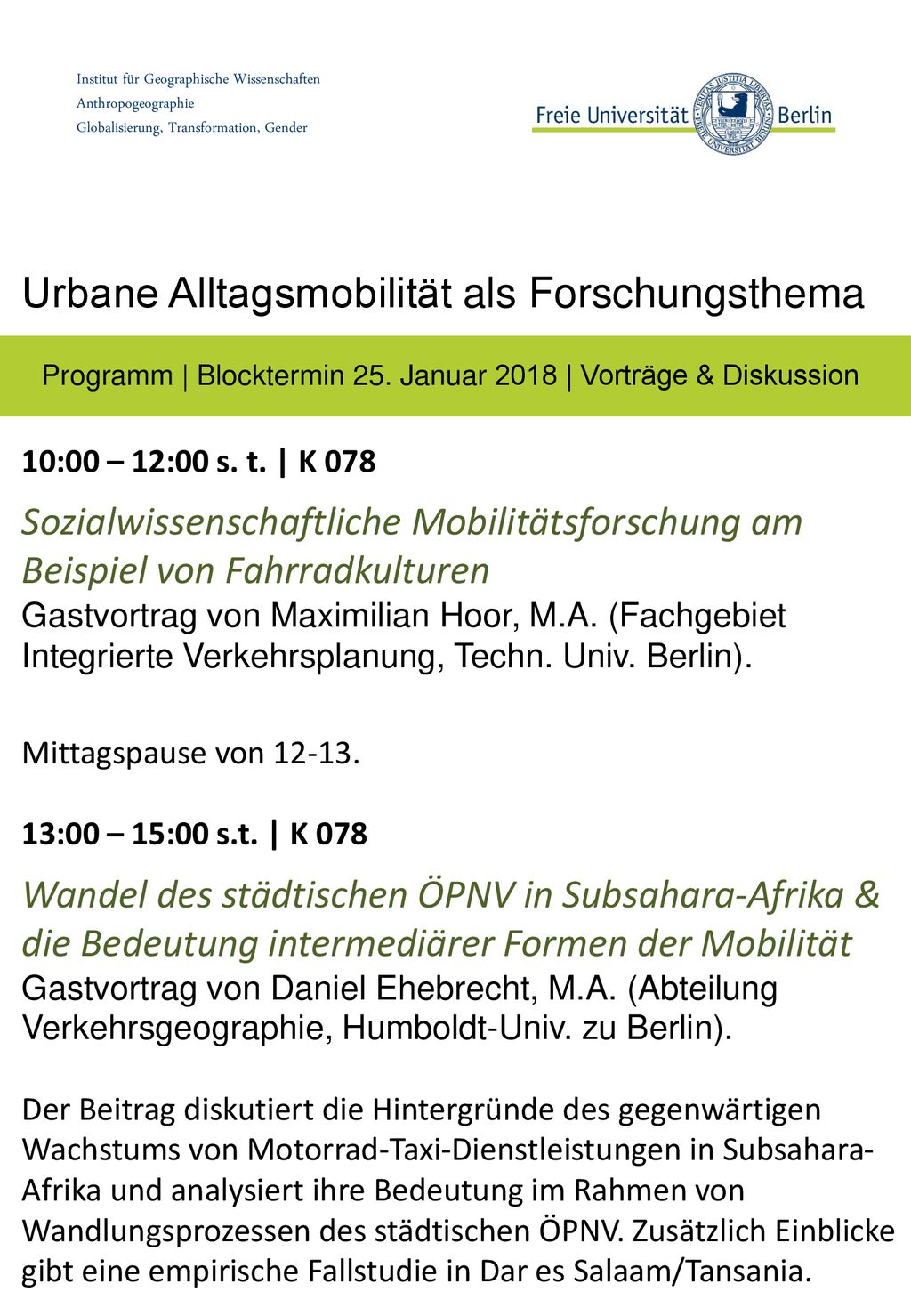 Urbane Alltagsmobilität als Forschungsthema