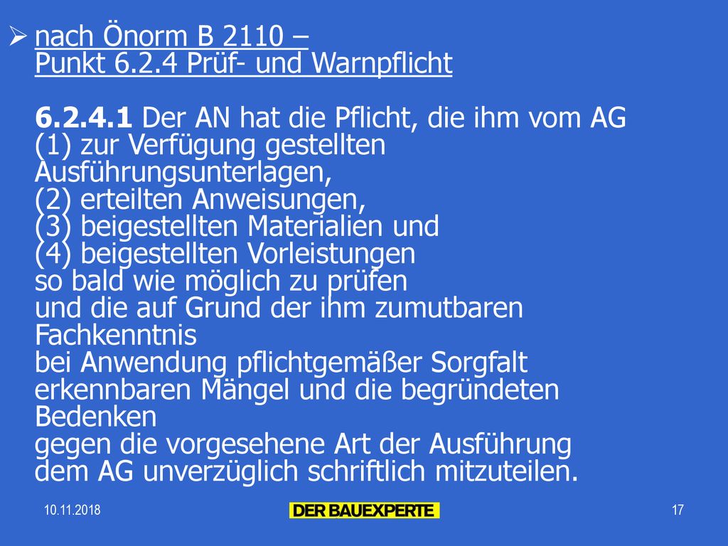 nach Önorm B 2110 – Punkt Prüf- und Warnpflicht