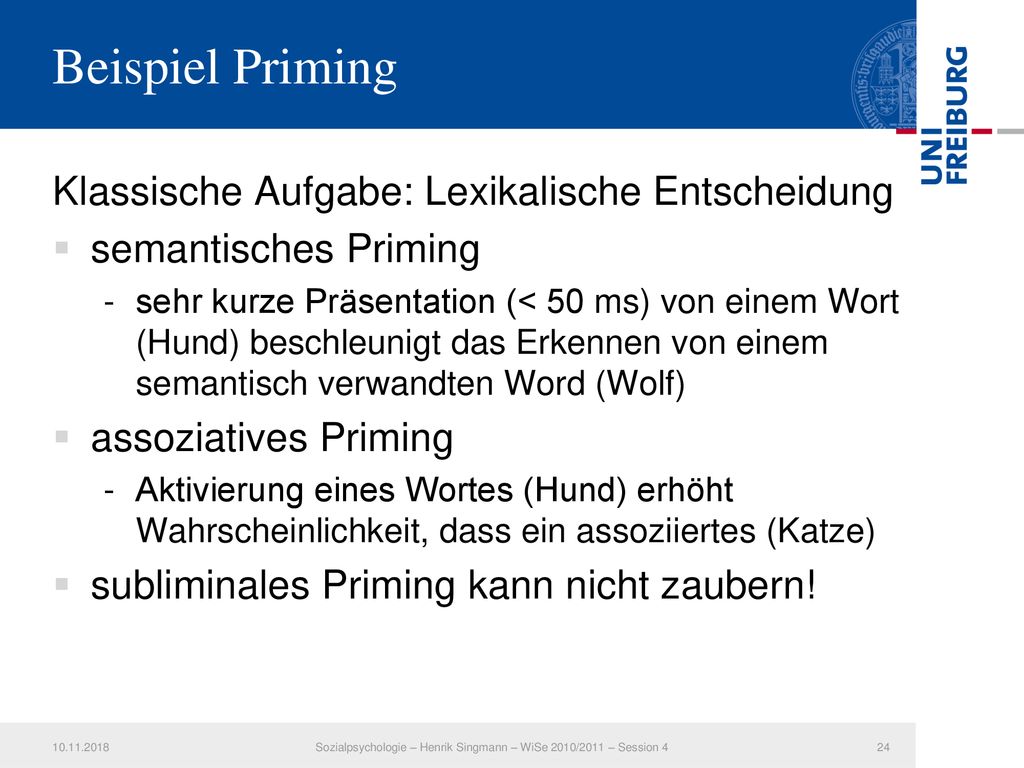 Sozialpsychologie – Henrik Singmann – WiSe 2010/2011 – Session 4