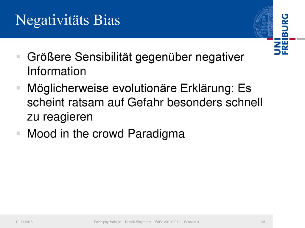 Sozialpsychologie – Henrik Singmann – WiSe 2010/2011 – Session 4