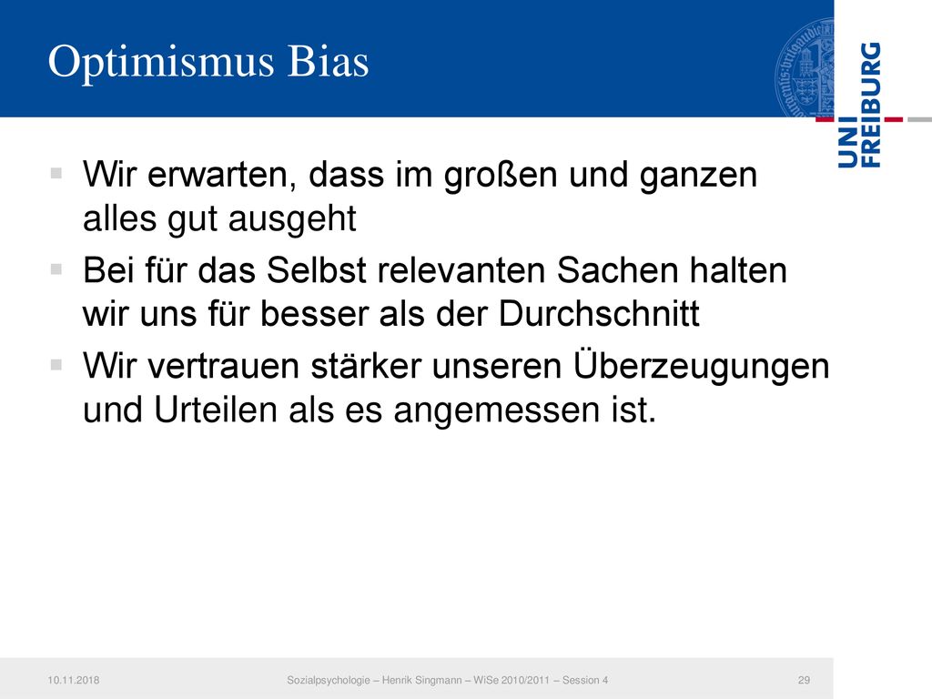 Sozialpsychologie – Henrik Singmann – WiSe 2010/2011 – Session 4