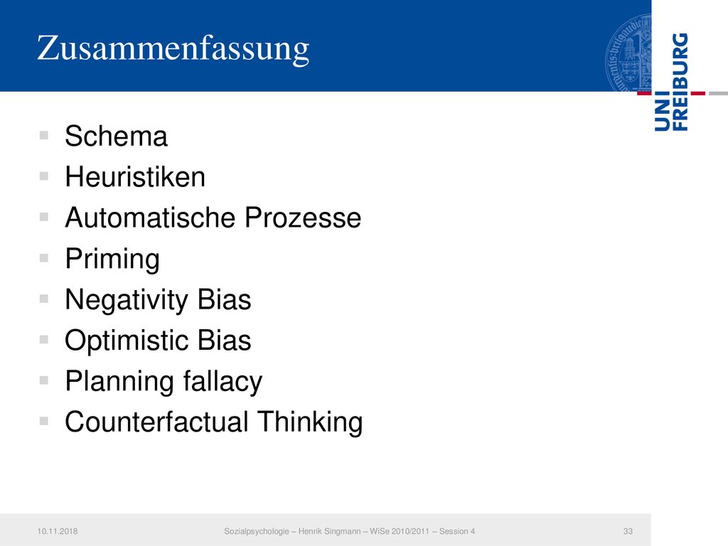 Sozialpsychologie – Henrik Singmann – WiSe 2010/2011 – Session 4