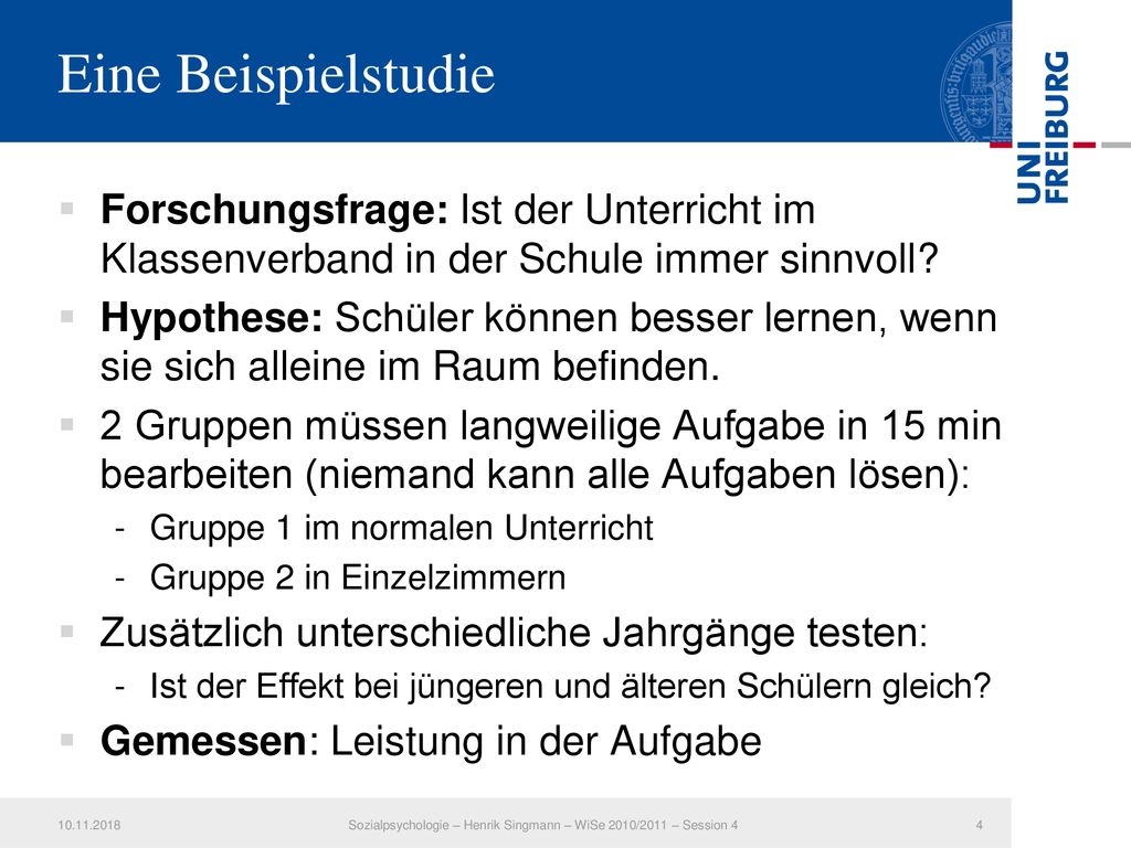 Sozialpsychologie – Henrik Singmann – WiSe 2010/2011 – Session 4