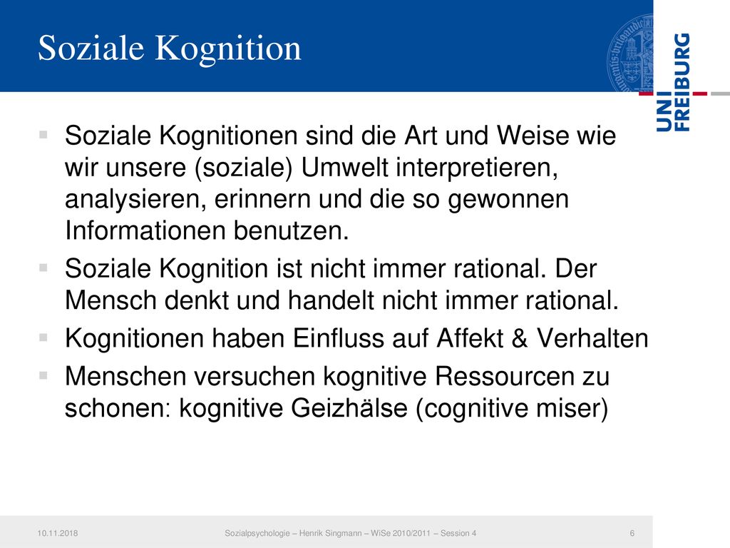 Sozialpsychologie – Henrik Singmann – WiSe 2010/2011 – Session 4