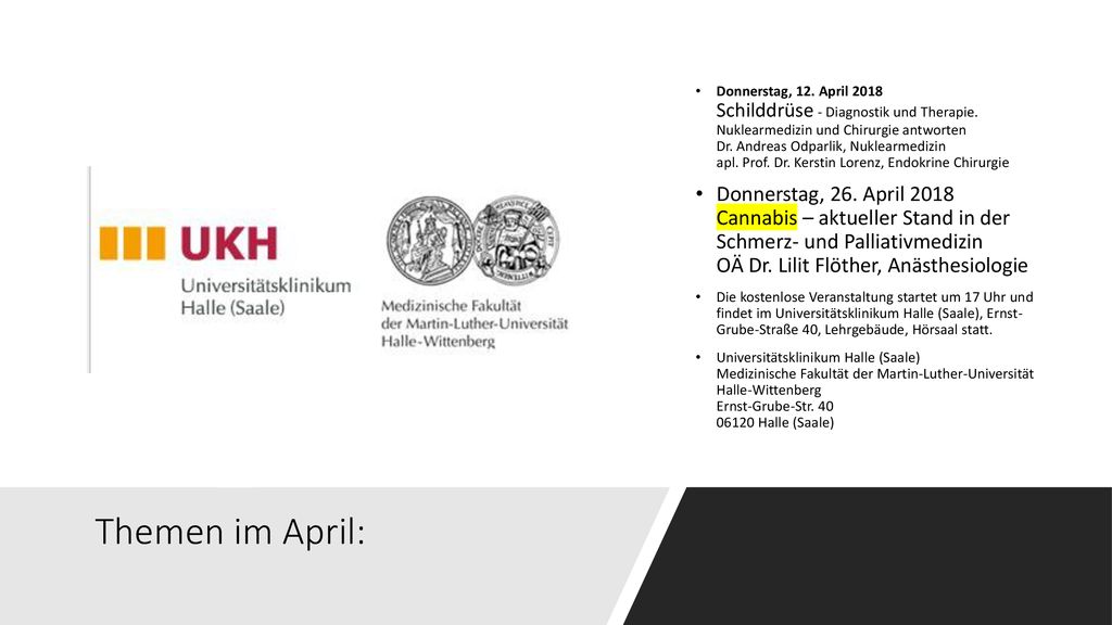 Donnerstag, 12. April 2018 Schilddrüse - Diagnostik und Therapie