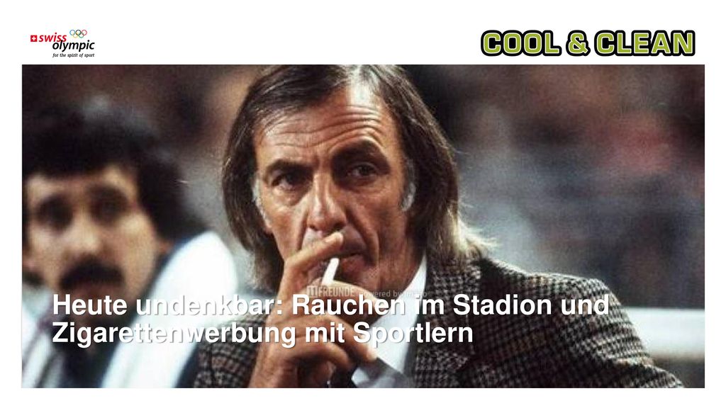 Schaut man sich Filmausschnitte der Fussball-WM 1978 an, bleibt ein Bild haften: Cesar Menotti, damals Trainer der argentinischen Nationalmannschaft, steht kettenrauchend am Spielfeldrand. Zum Glück sind heute rauchende Trainer am Fernsehen undenkbar. Geraucht wird selbstverständlich weiterhin – gerade auch unter jugendlichen Sportlern.