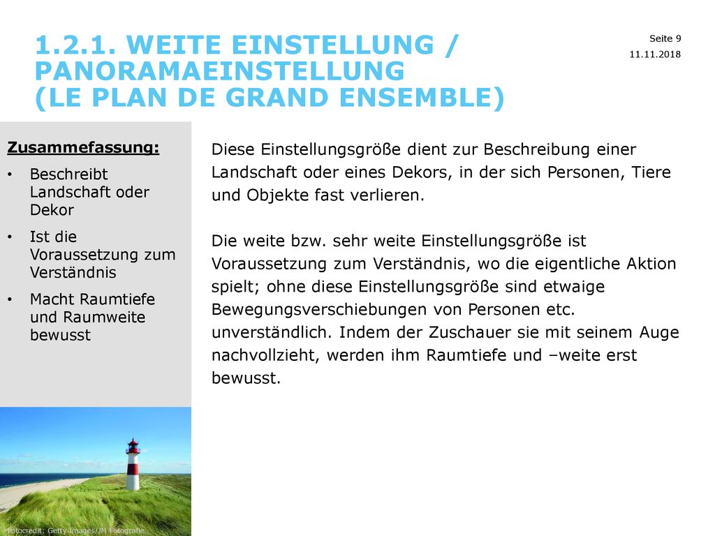 Weite Einstellung / Panoramaeinstellung (le plan de grand ensemble)